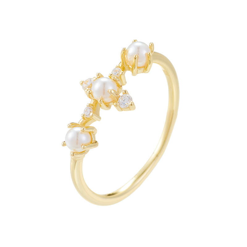 Gold Plated Shell Pearl Crown Ring
