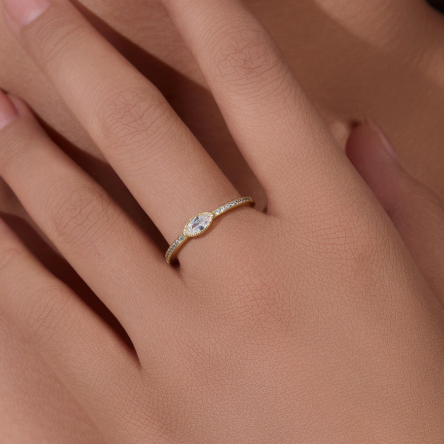 Sterling Silver Bezel Marquise Ring