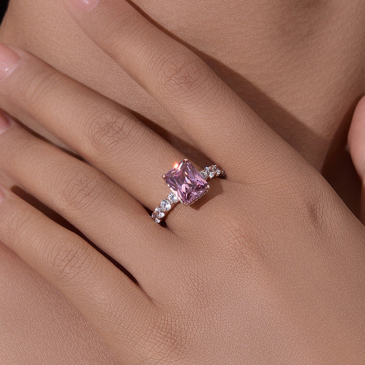 Rose Gold Plated Sterling Silver 8x10mm Engagement Ring