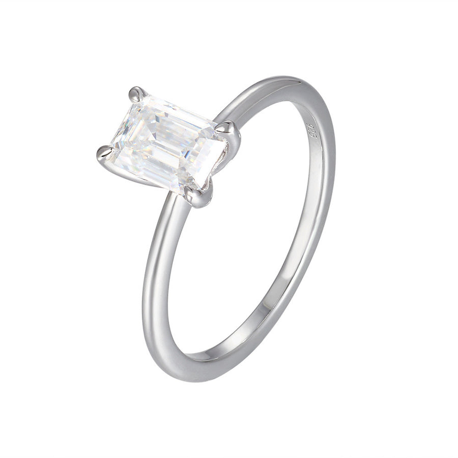 Emerald Cut Moissanite Solitaire Ring