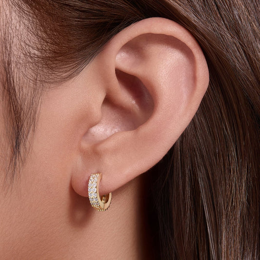 Gold Plated Sterling Silver Cubic Zirconia Hoop Earrings
