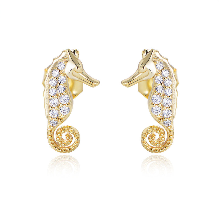Sterling Silver Seahorse Stud Earrings