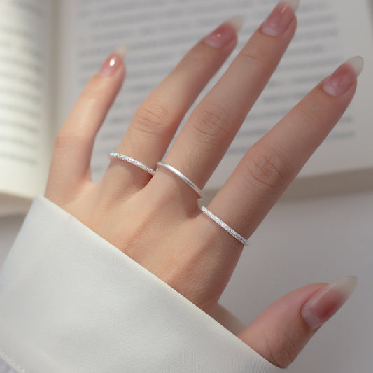 Satin and Shiny Finish 999 Silver Stacking Ring