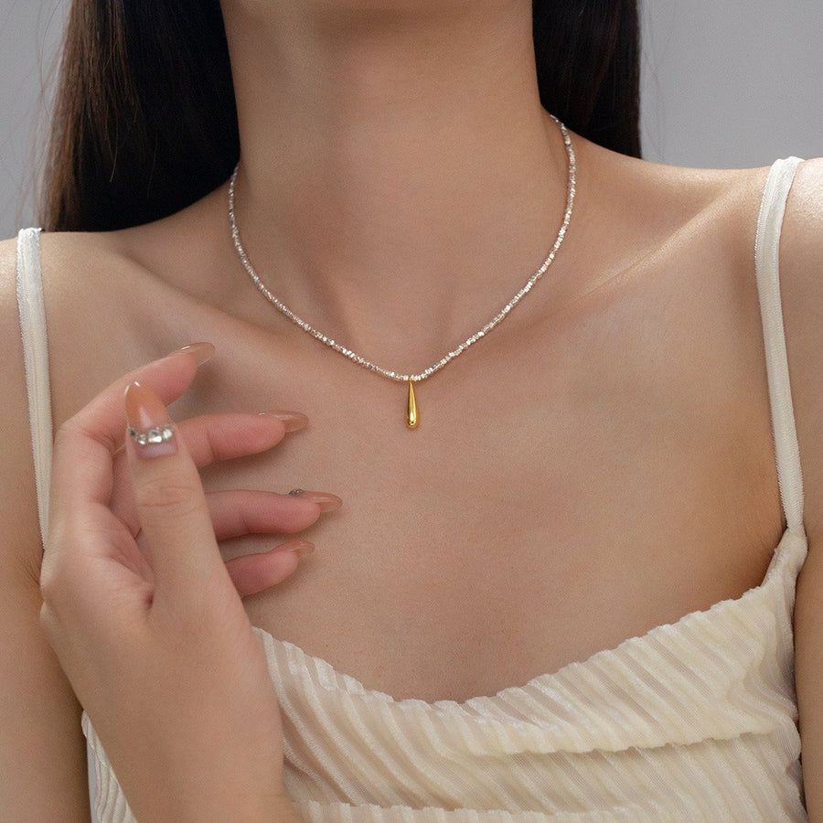 Gold Plated Teardrop Fragments Necklace
