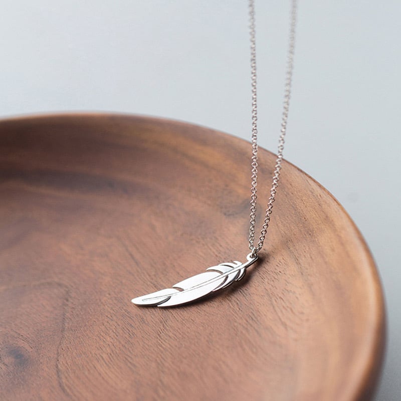 Sterling Silver Feather Pendant Necklace