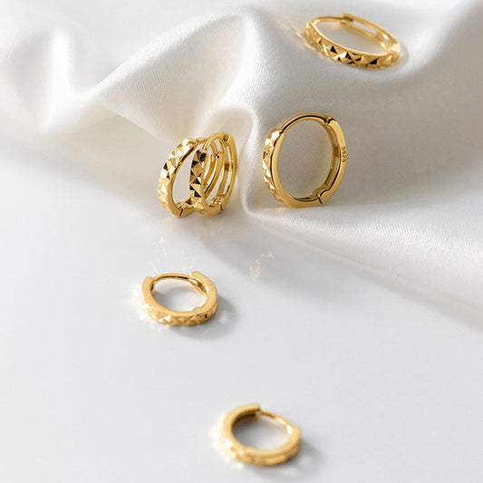 Sterling Silver Diamond Cut Hoop Earrings
