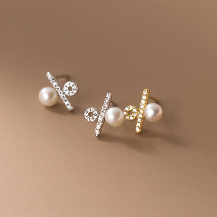 Gold Plated Percentage Symbol Stud Earrings
