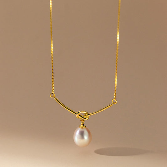 Sterling Silver Pearl Knot Necklace