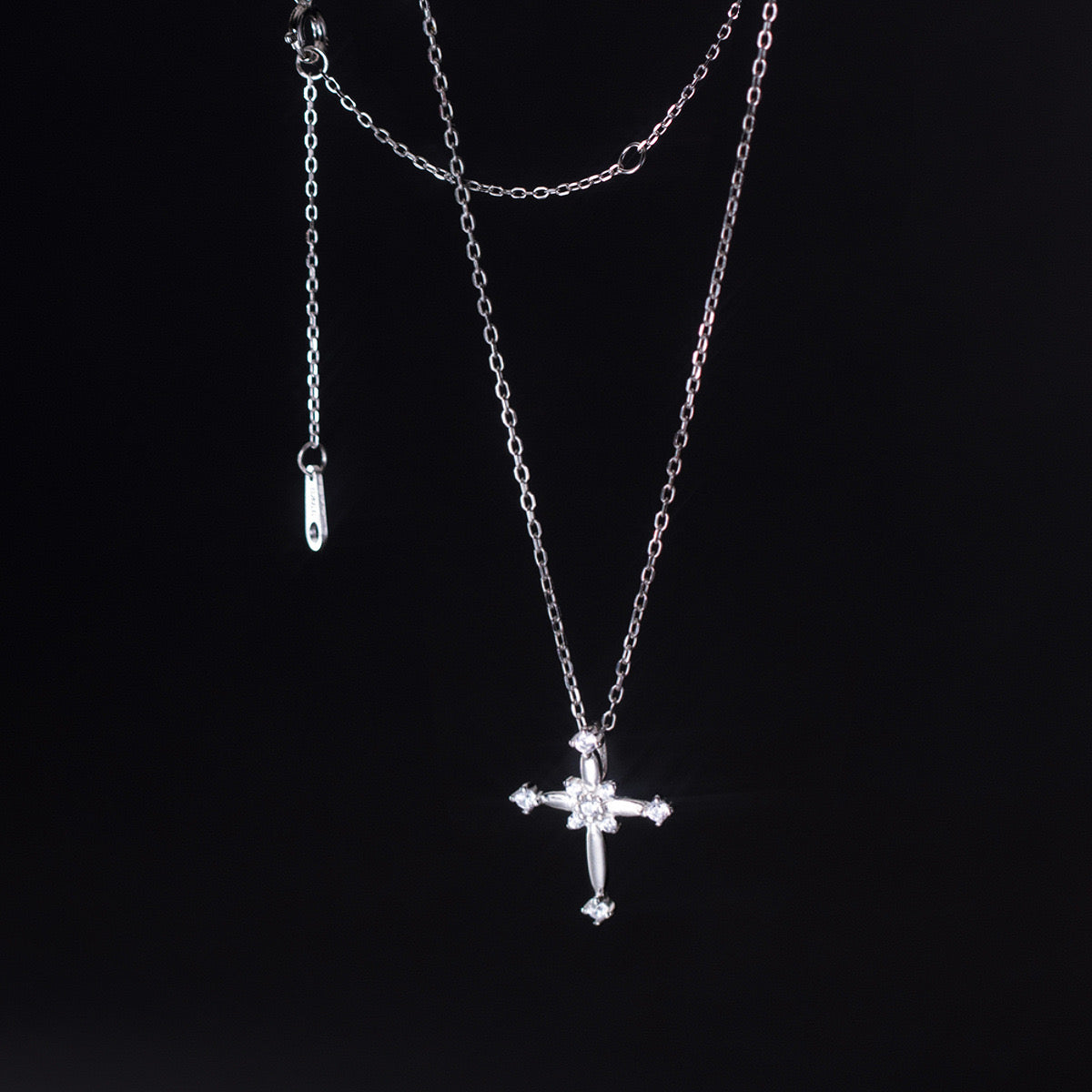 Sterling Silver Cubic Zirconia Cross Necklace