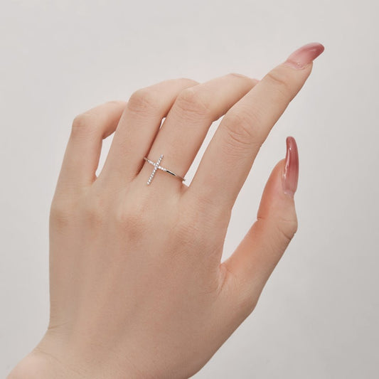 Sterling Silver Dainty Cross Ring