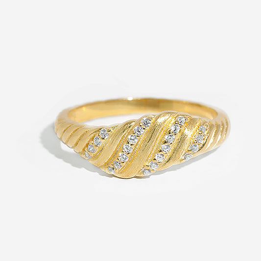 Gold Croissant Ring in Sterling Silver
