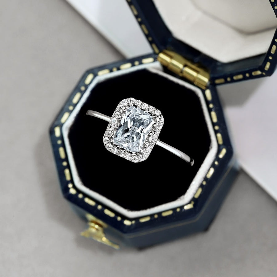 Sterling Silver Rhodium Plated Square Ring