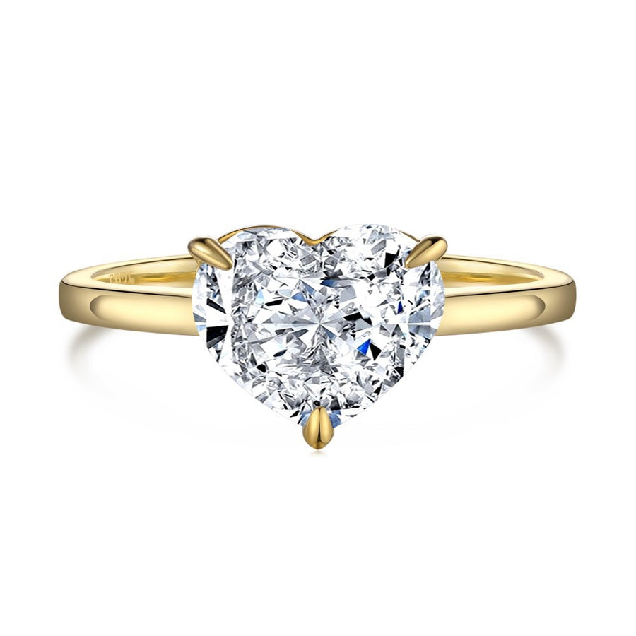 Gold Plated Sterling Silver Heart Solitaire Ring