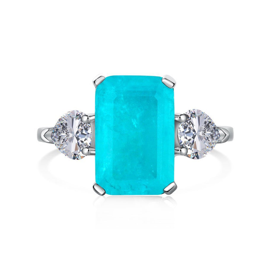 Sterling Silver Synthetic Paraiba Tourmaline Ring