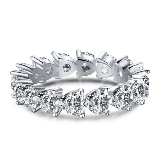 Sterling Silver Heart Eternity Band Ring