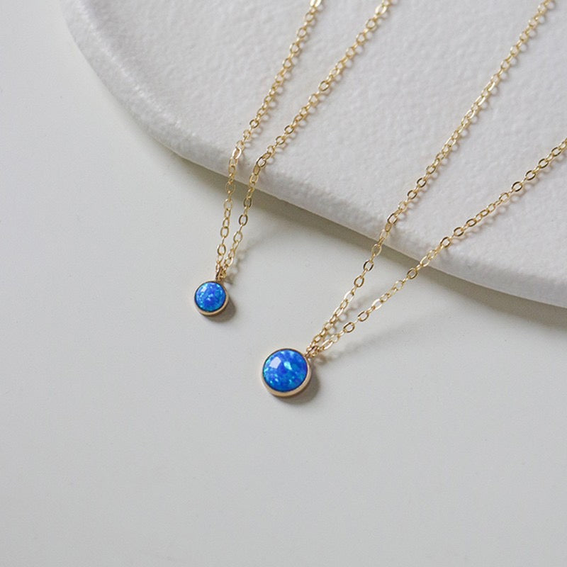 Sterling Silver Vintage Created Opal Necklace