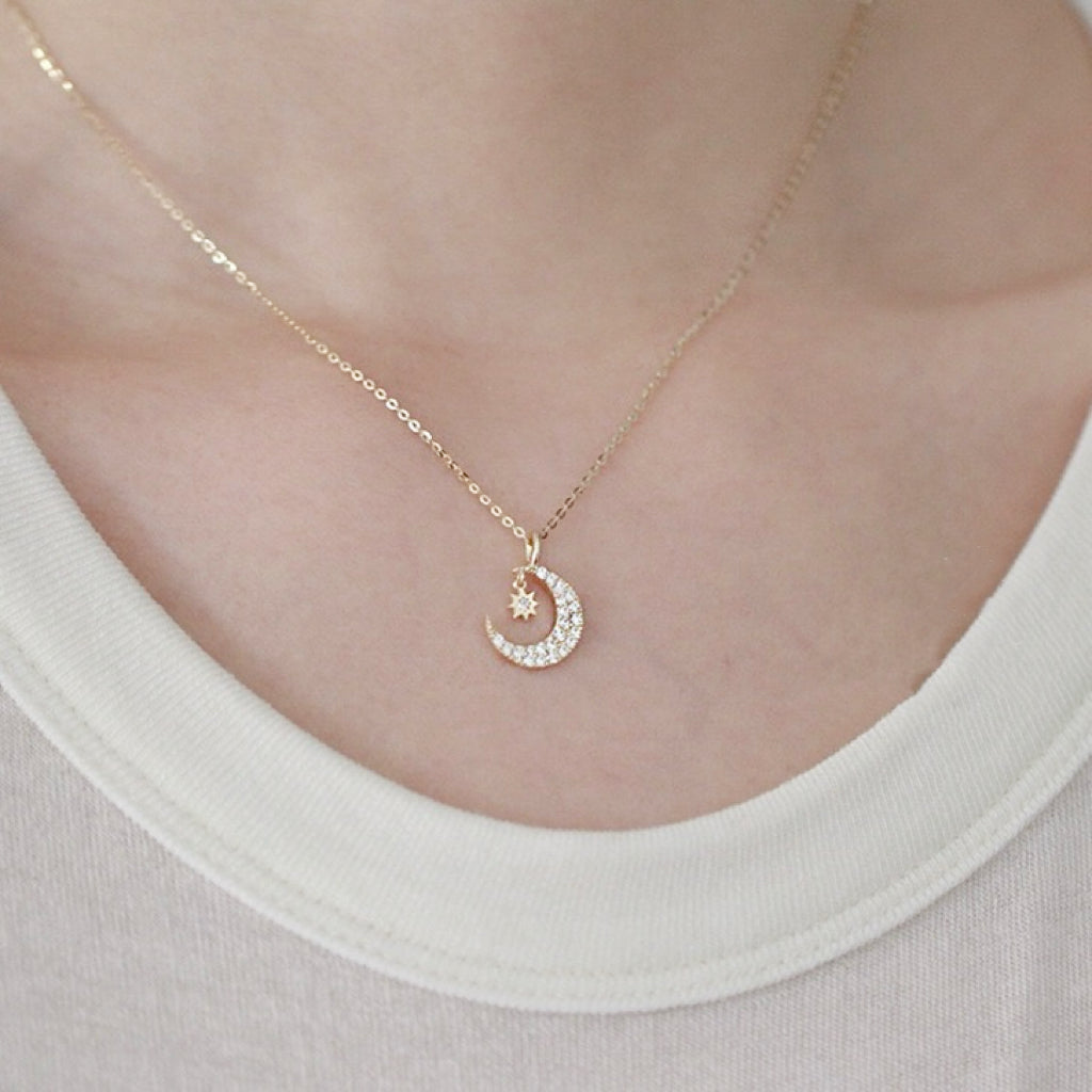 Sterling Silver Moon Pendant Necklace
