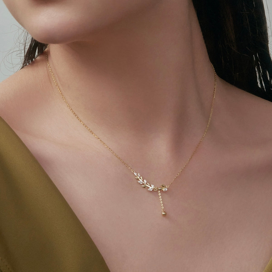 Sterling Silver Leaf Tassel Necklace