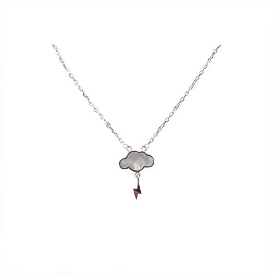 Mother Lightning Cloud Shell Necklace, 925 Sterling Silver