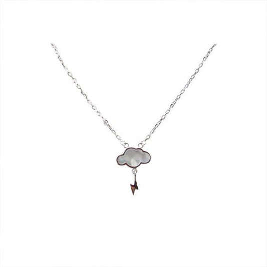Mother Lightning Cloud Shell Necklace, 925 Sterling Silver