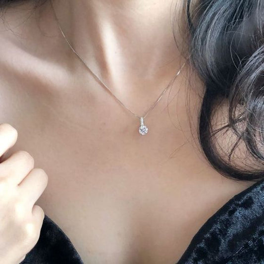 Minimalist Round CZ 925 Sterling Silver Necklace