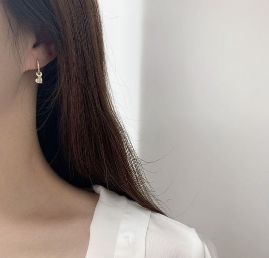 Shell Pearl Heart and Star CZ Hoop Earrings