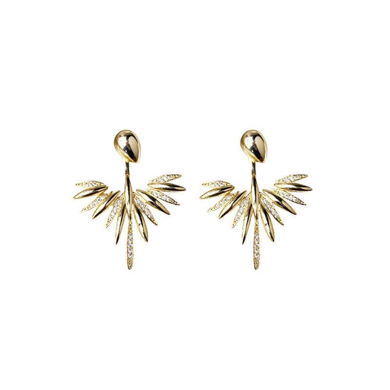 Peacock Tail Crystal Double-Use Sterling Silver Earrings