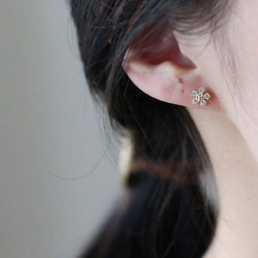 Mini CZ Flower Stud Earrings 925 Sterling Silver