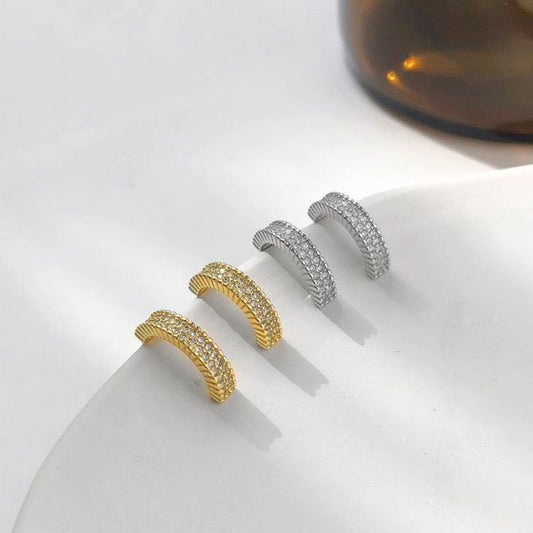 CZ C-Shape 925 Sterling Silver Stud Earrings