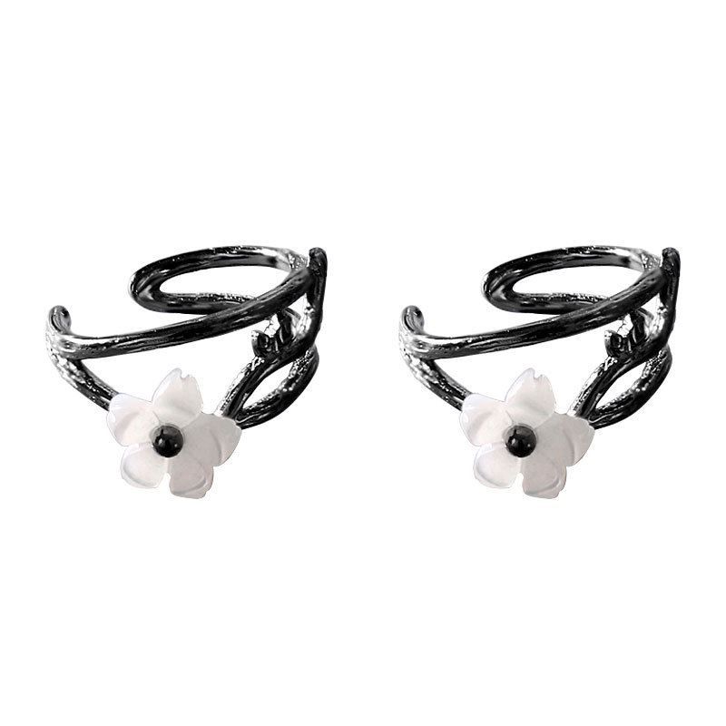 Elegant Flower Branch Non-Pierced Earrings S925 Sterling Silver