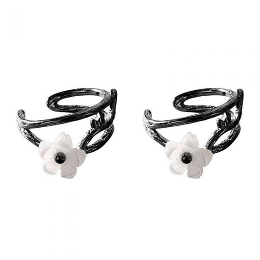Elegant Flower Branch Non-Pierced Earrings S925 Sterling Silver