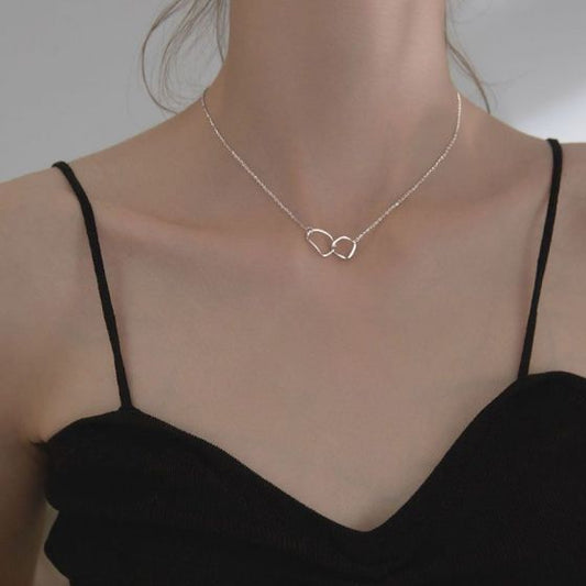 Irregular Double Circles 925 Sterling Silver Necklace