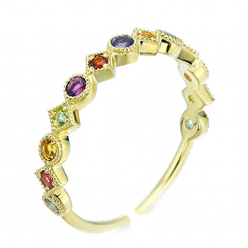 Colorful Crystal Geometry Adjustable Ring