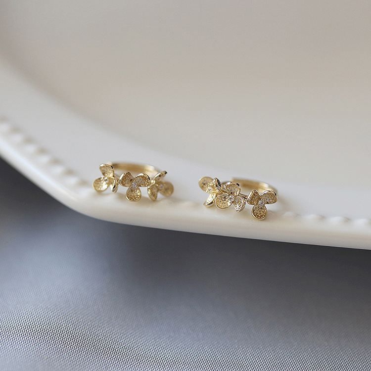 Girl Flowers 925 Sterling Silver Hoop Earrings