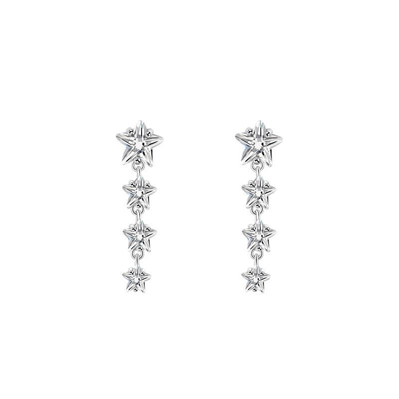 Crystal Star Dangling Sterling Silver Earrings