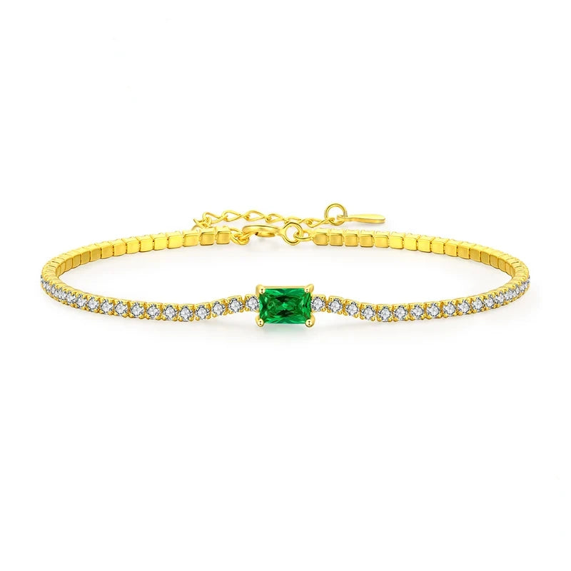 Gold Plated Sterling Silver Vintage Green Bracelet