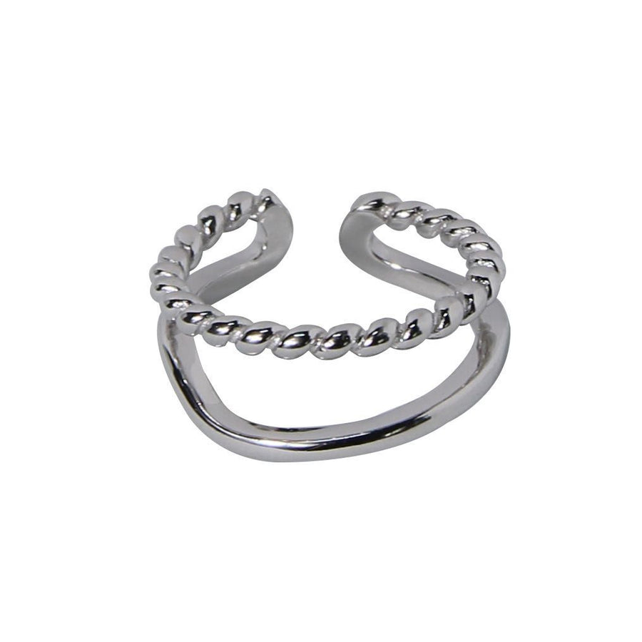 Double Layer Twisted 925 Sterling Silver Adjustable Ring