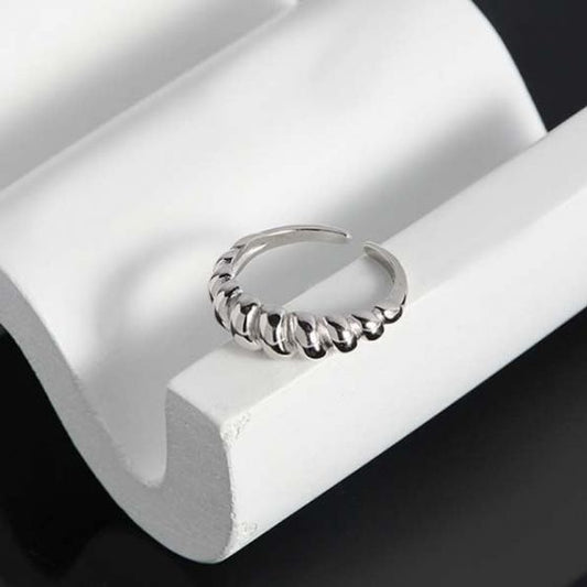 Twisted Croissants 925 Sterling Silver Adjustable Ring