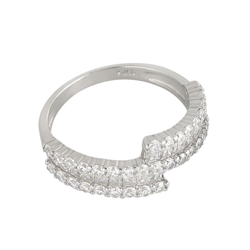 Double Layer Micro-Set 925 Sterling Silver Adjustable Ring