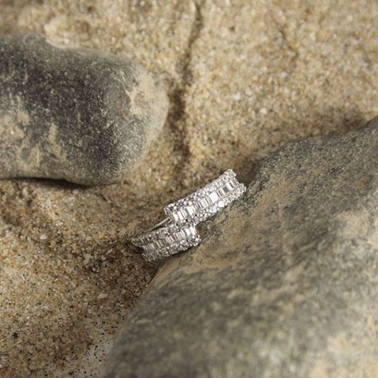 Double Layer Micro-Set 925 Sterling Silver Adjustable Ring