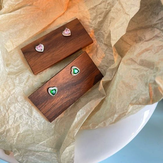 Mini CZ Heart 925 Sterling Silver Stud Earrings