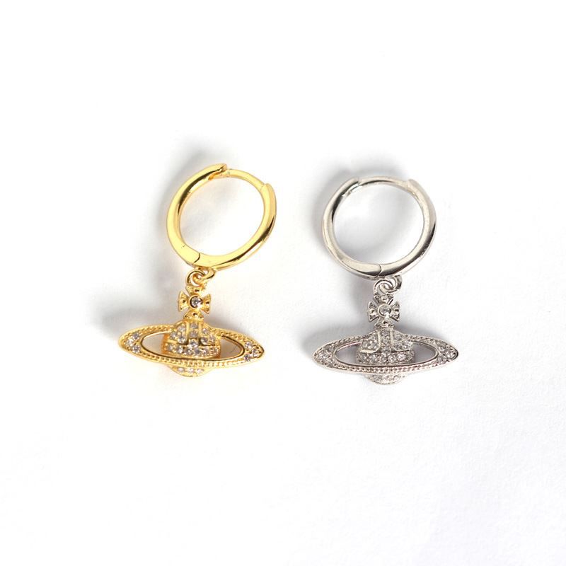 Holiday Crystal Planet Sterling Silver Hoop Earrings