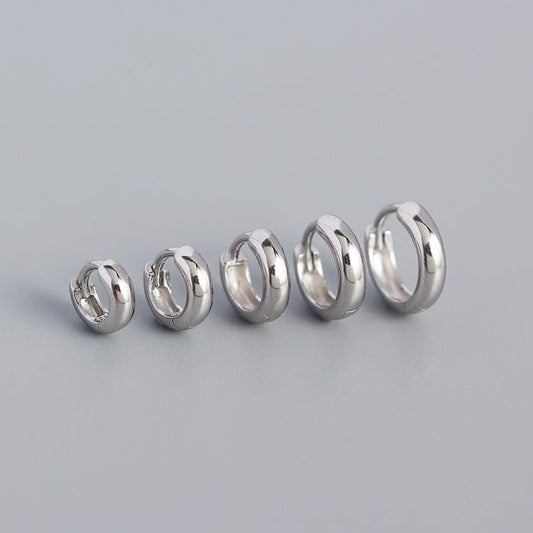 Minimalism Small Circle Sterling Silver Huggie Hoop Earrings
