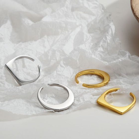 Minimalism Geometry Sterling Silver Adjustable Ring