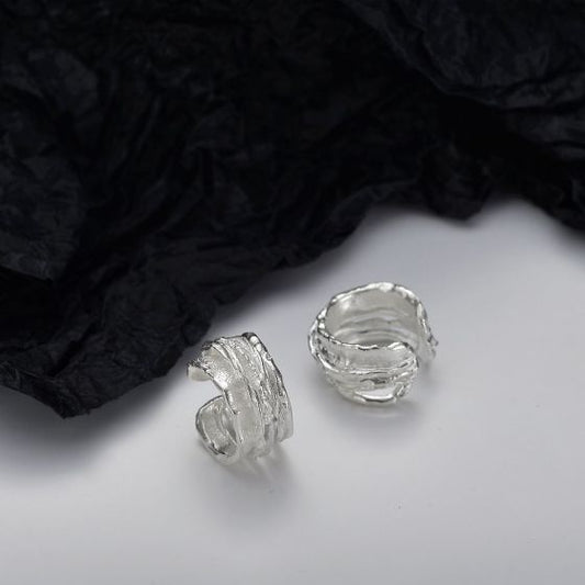 Irregular Winding Non-Pierced Earring, 925 Sterling Silver (Single)