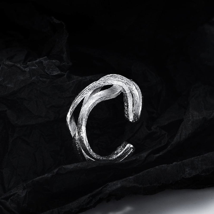 Men's Hollow Winding Adjustable 925 Sterling Silver Ring