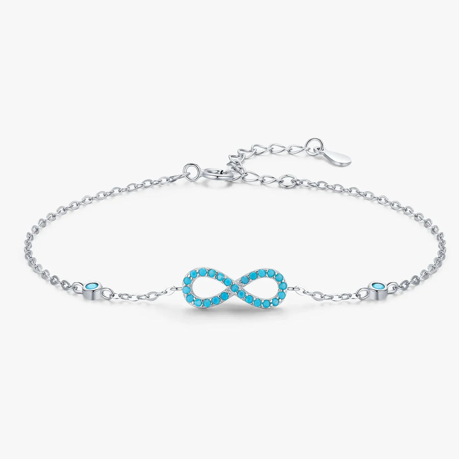 Sterling Silver Turquoise Infinity Chain Bracelet
