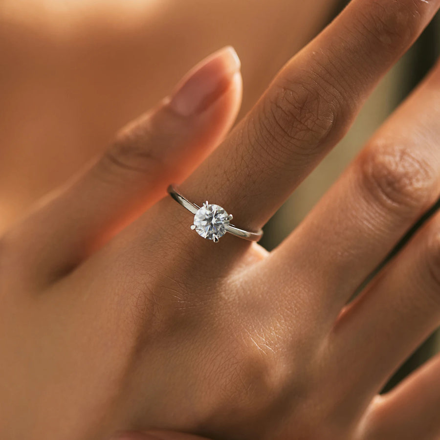 Moissanite 1CT D Color Round Sterling Silver Ring