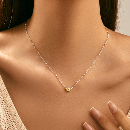 Sterling Silver Asymmetric Oval Necklace