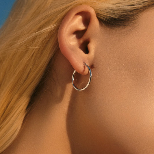 Sterling Silver Simple French Hoop Earrings